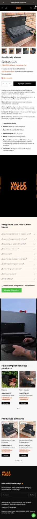 Ficha de producto de la Parrilla de Hierro en mobile